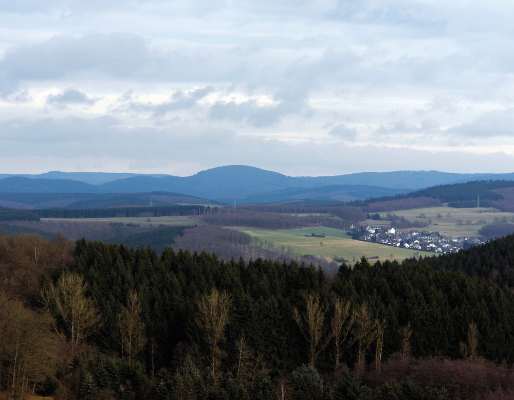 Blick von Nordosten auf dei Alte Burg Obernau in der Bildmitte (LWL-AfW/Menne).