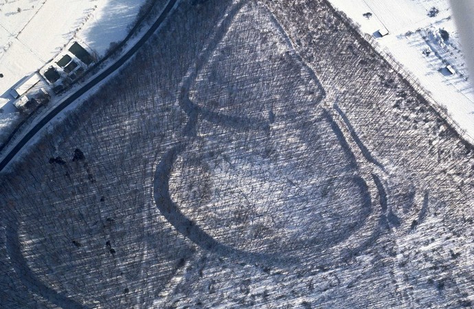 Luftbild der Wallburg bei Borchen-Gellinghausen.