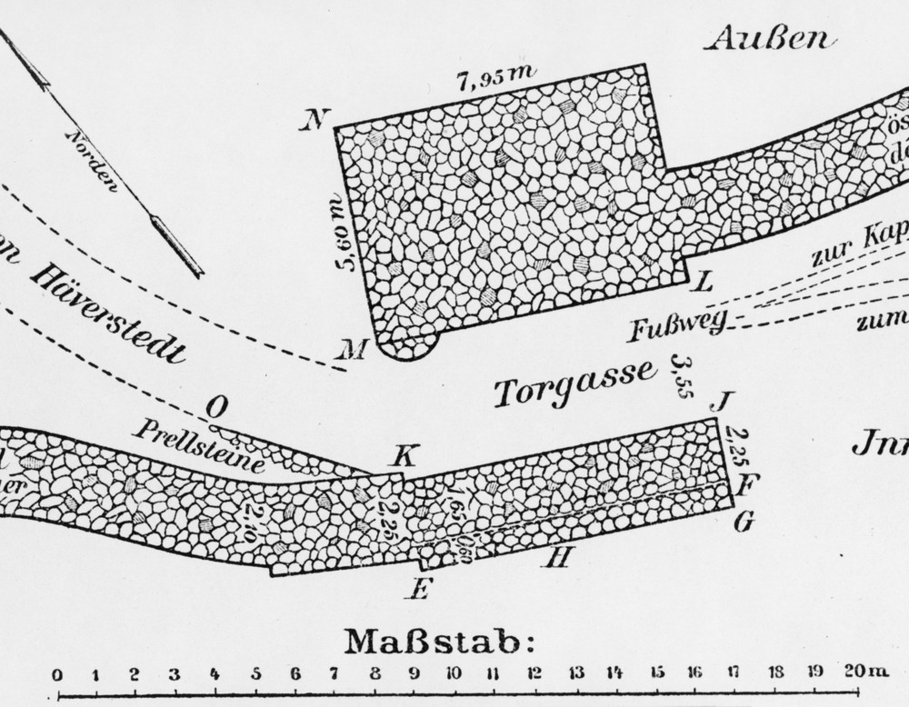 Nordtor der Wittekindsburg, Plan von 1908 (Altertumskommission fr Westfalen/Archiv)