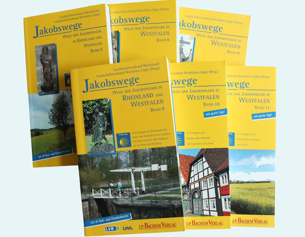 Ausgewählte Bände der Reihe "Wege der Jakobspilger in Westfalen" (Altertumskommission/Priß).