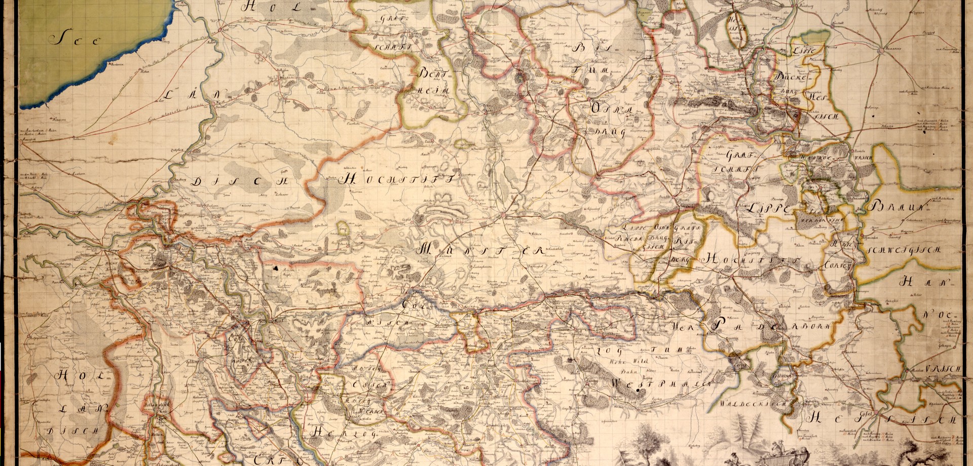 Post Charte der Koeniglich-Preus. Laendern zwischen der Weser und dem Rhein auf Befehl eines hochpreissichen Generalpostamts in Berlin (1778).