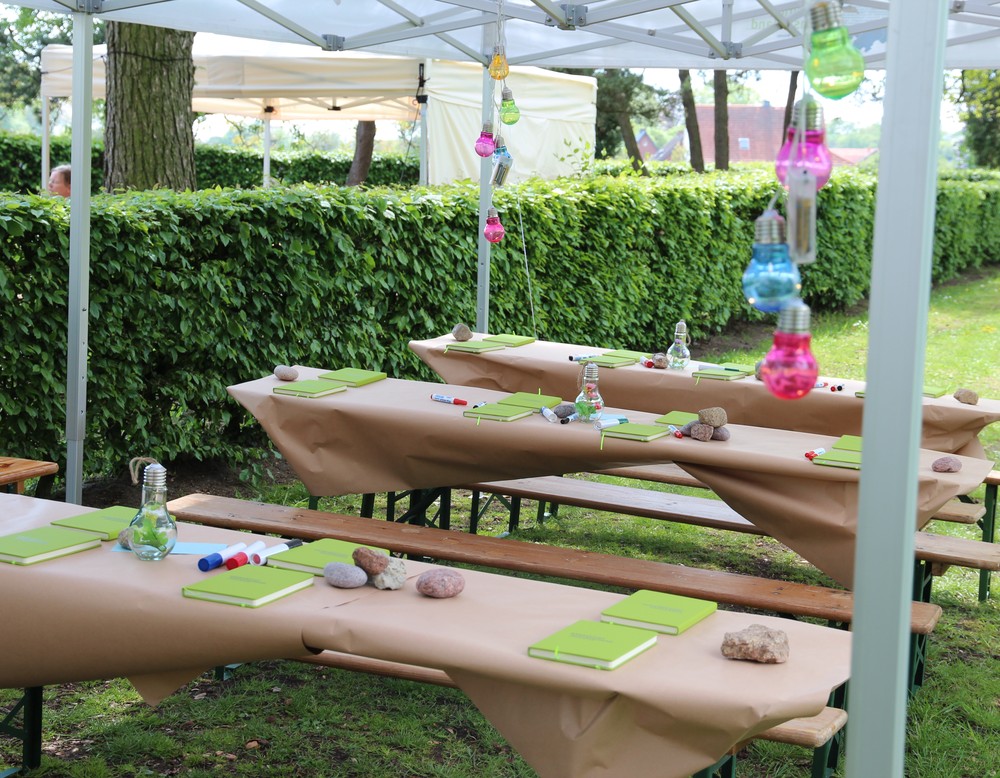 Tische und Materialien für das World Café (Foto: Altertumskommission/Klinke; Faasen; Kopner).