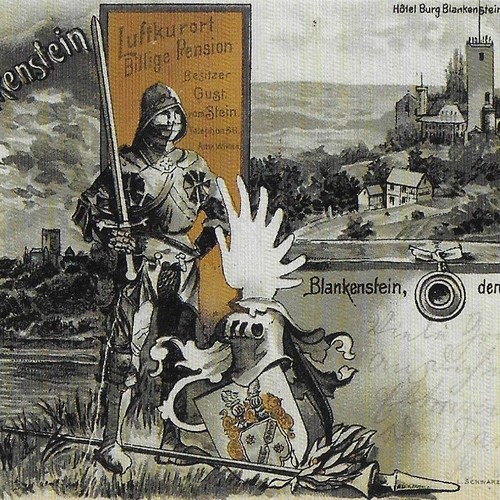 Postkarte des Hotels Burg Blankenstein, 1900 (Leenen).