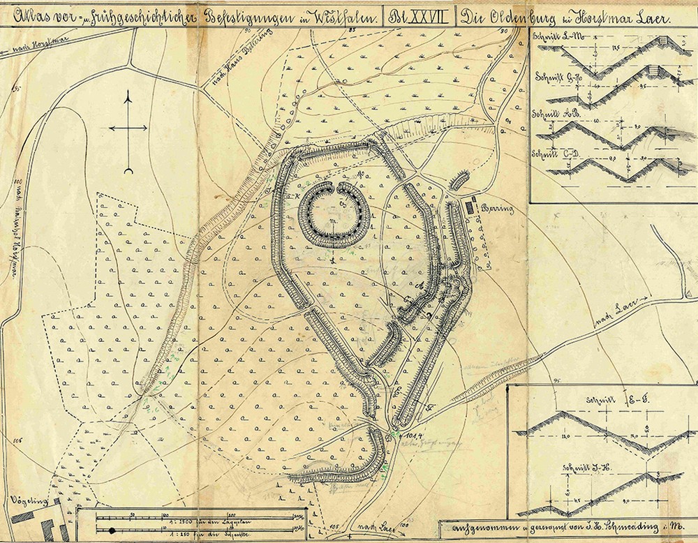 Plan der Oldenburg für den nicht veröffentlichten zweiten Atlasband (Planarchiv der Altertumskommission).