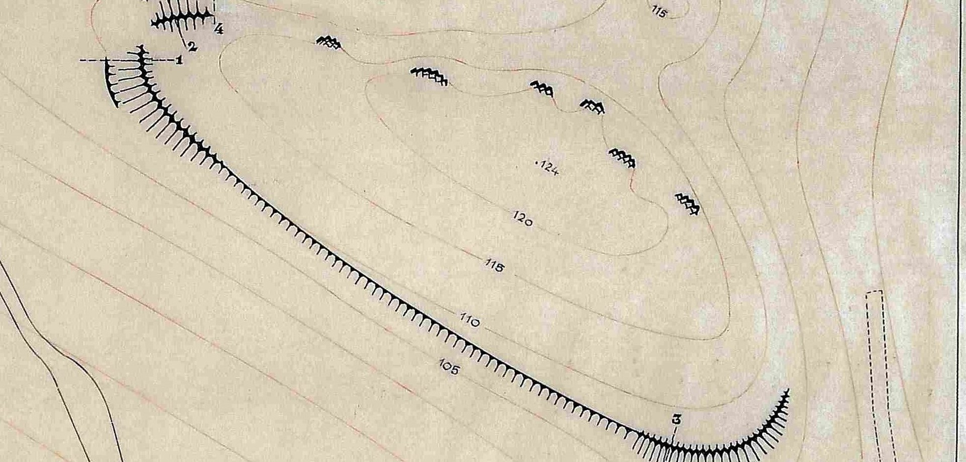 Plan des Schweinskopf nach A. Klein von 1938 (Altertumskommission für Westfalen/Archiv).