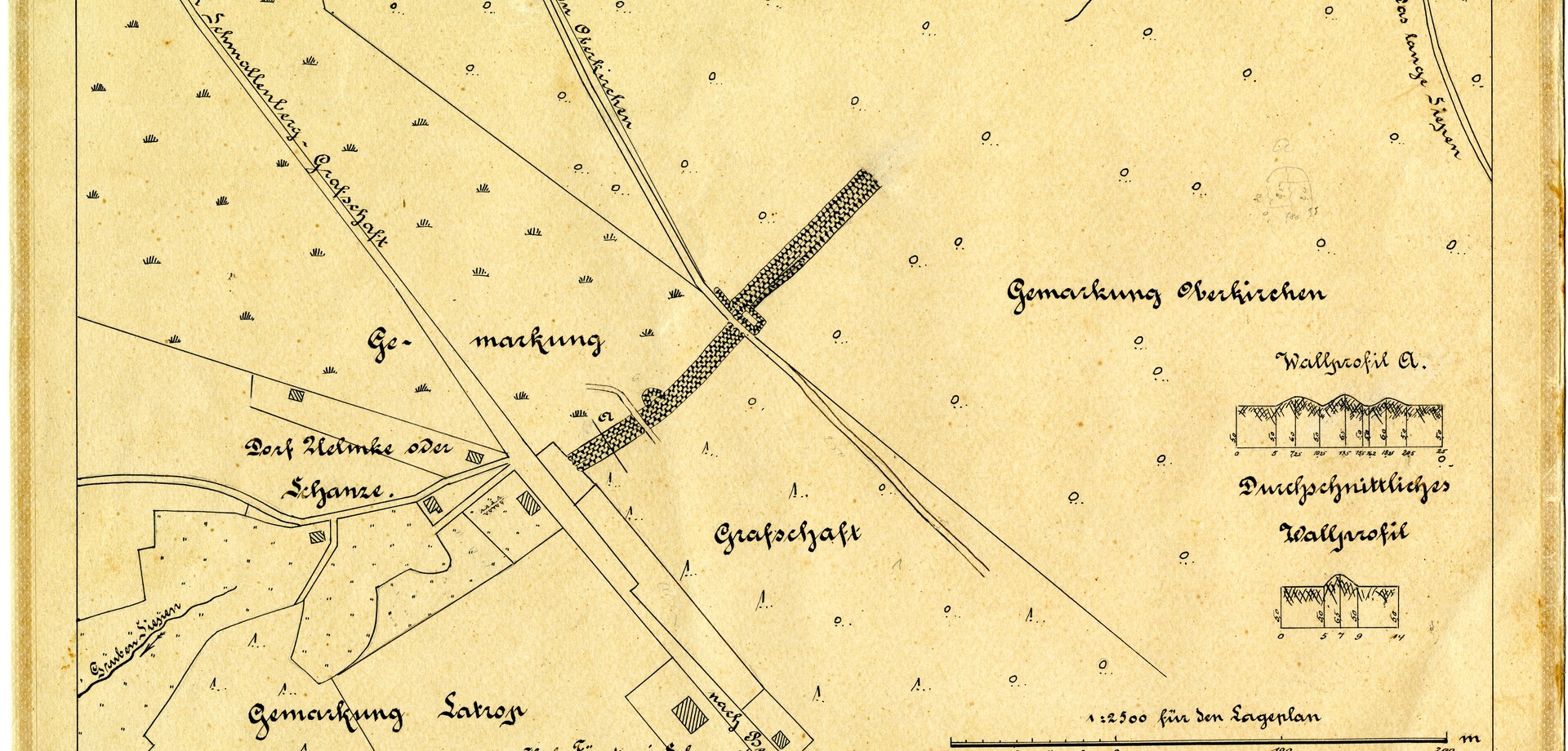 Die Landwehr bei Schmallenberg-Schanze, 1905 (Planarchiv der Altertumskommission).