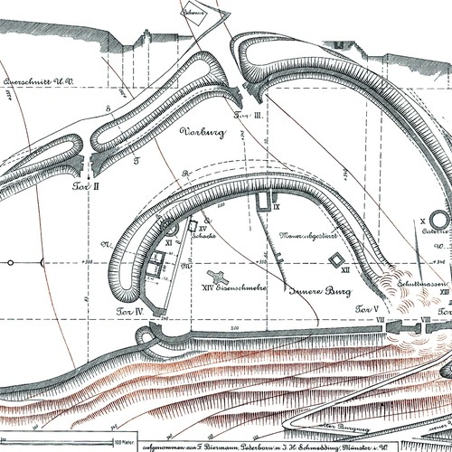 Gesamtplan der Hünenburg von 1920 (Planarchiv der Altertumskommission).
