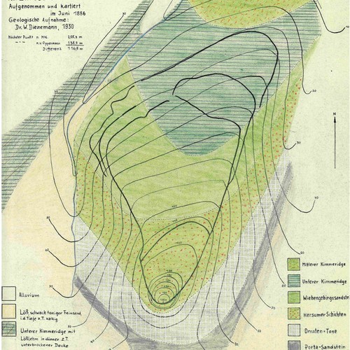 Plan der Babilonie mit Kartierung der Geologie, 1930 (Planarchiv der Altertumskommission).
